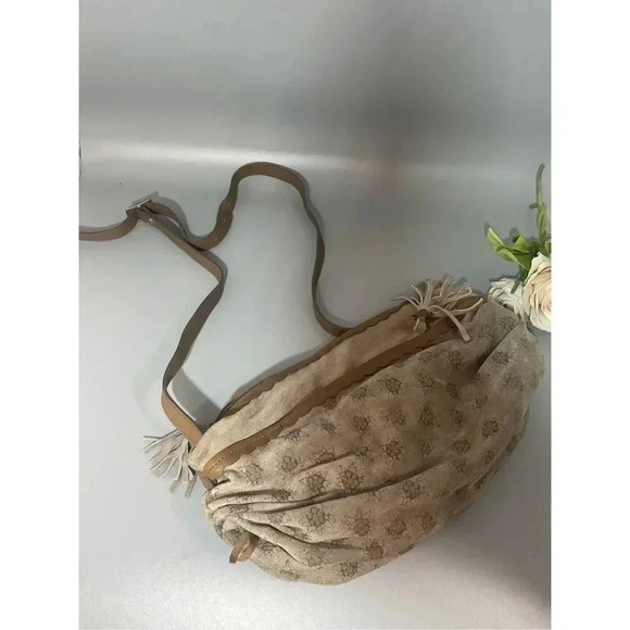 Vintage | Saddle River Faux Leather and Suede Sunflower Hobo Style Purse Shoulde - Picture 1 of 7